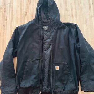 Carhartt Men's Black Quilted J130 XL Tall Hooded Jacket